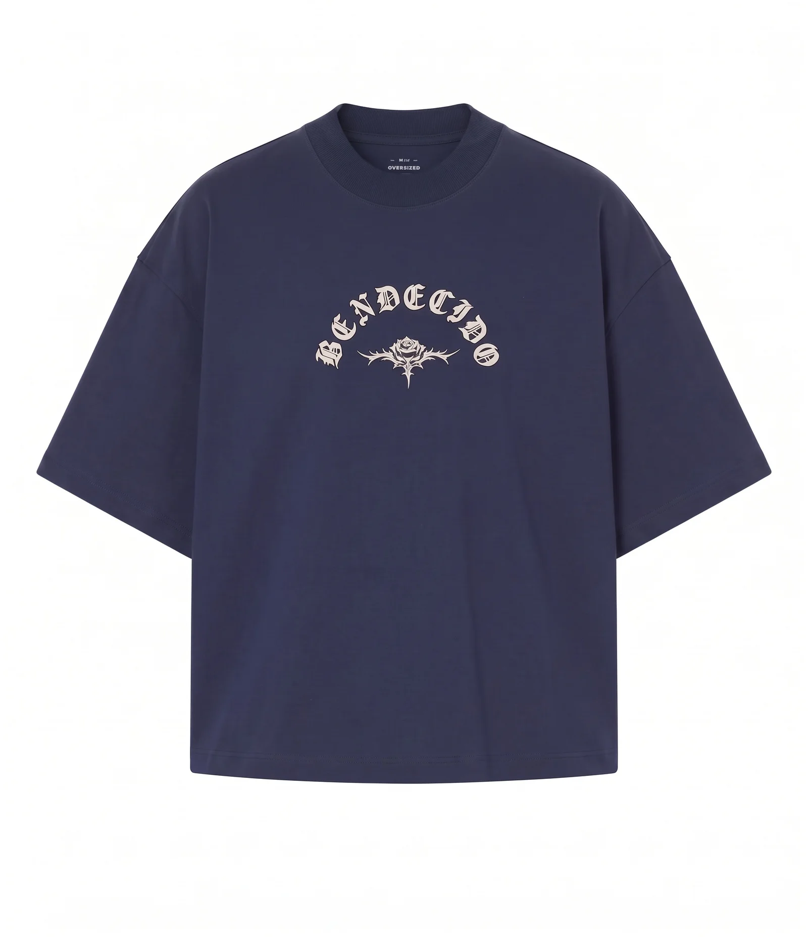 Camiseta Oversized em Algodão Estampa Bendecido Azul 5