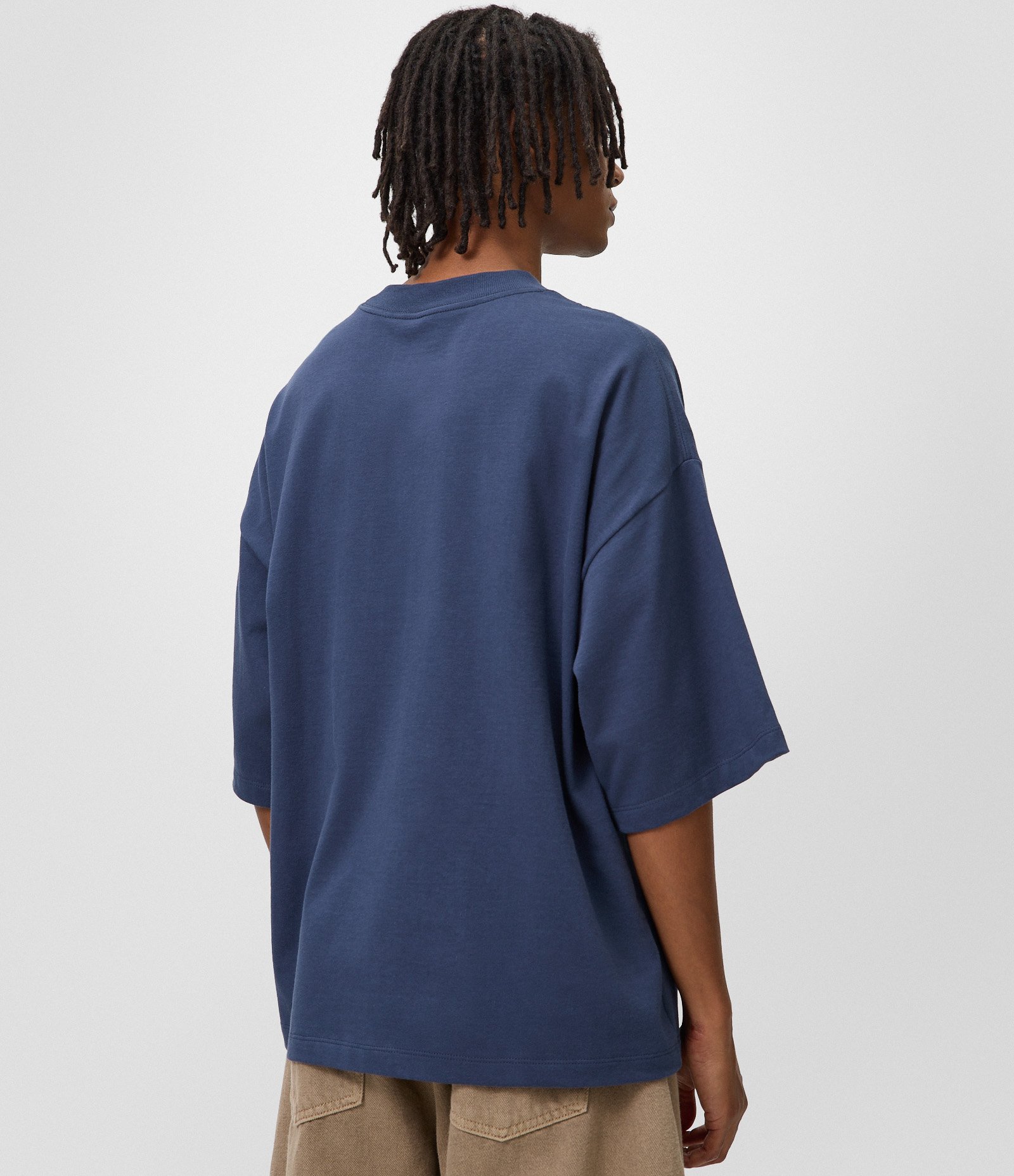 Camiseta Oversized em Algodão Estampa Bendecido Azul 3