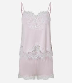 Pijama Short Doll em Viscolycra com Renda Trabalhada
