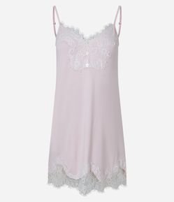 Camisola de Alcinha em Viscolycra com Renda Trabalhada
