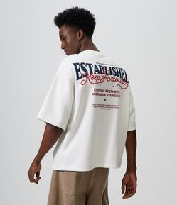 Camiseta Oversized em Suedine com Lettering Frontal e Posterior