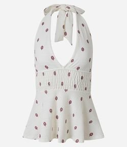 Blusa Frente Única com Estampa Floral e Franzido