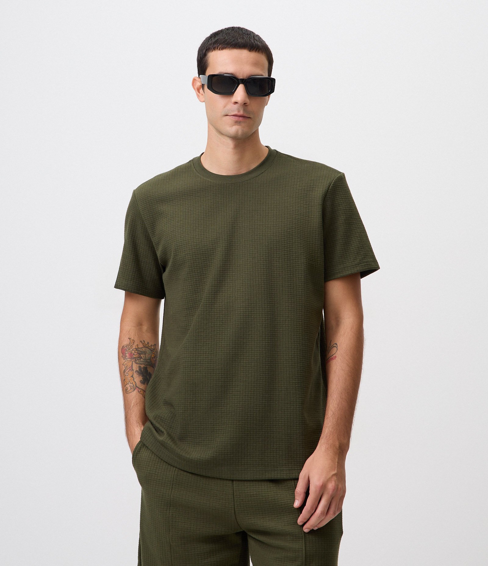 Camiseta Boxy com Textura Canelada Verde 1
