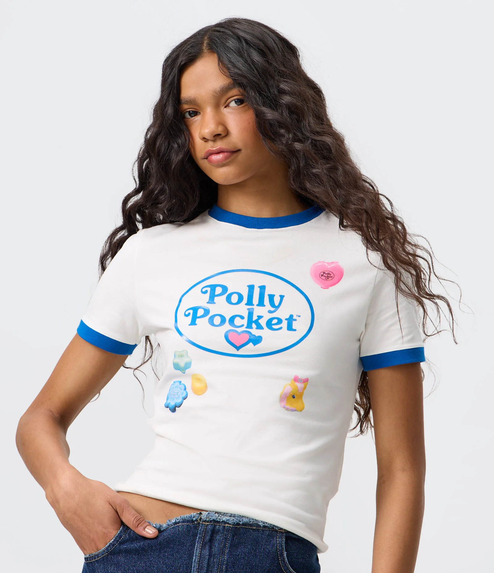 Camiseta em Algodão com Estampa Polly Pocket Branco 1