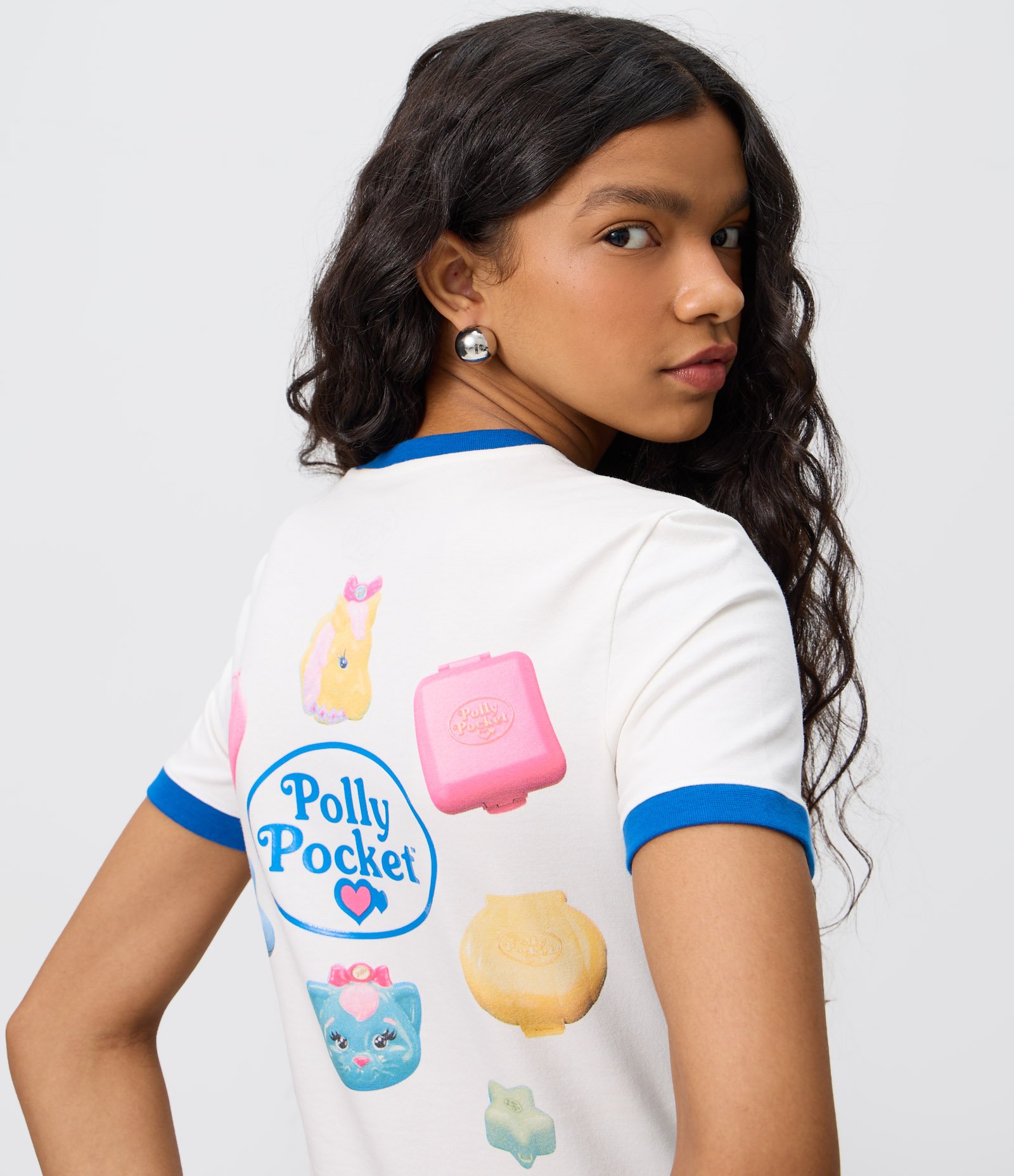 Camiseta em Algodão com Estampa Polly Pocket Branco 4