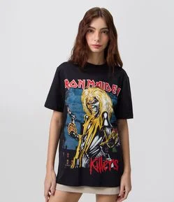 Camiseta em Algodão com Estampa Iron Maiden Killers