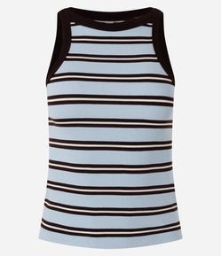 Blusa Listrada em Algodão com Viés Constrastante