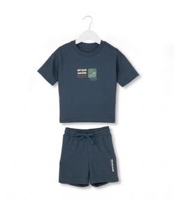 Conjunto Infantil em Algodão Estampa Praia - Tam 1 a 6 anos