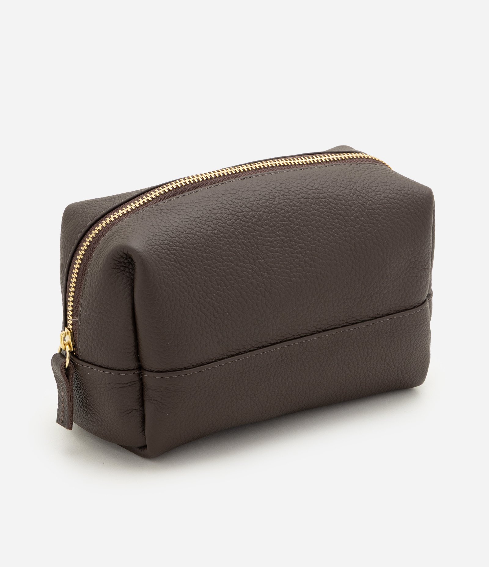 Necessaire Retangular Média em Couro Marrom 1