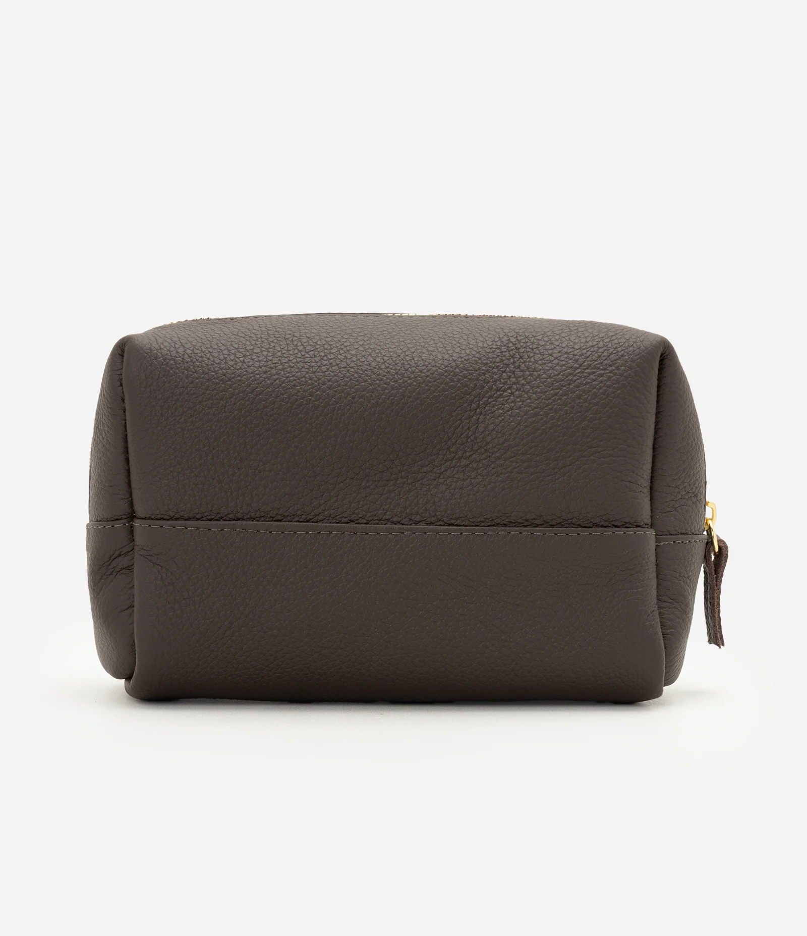 Necessaire Retangular Média em Couro Marrom 2