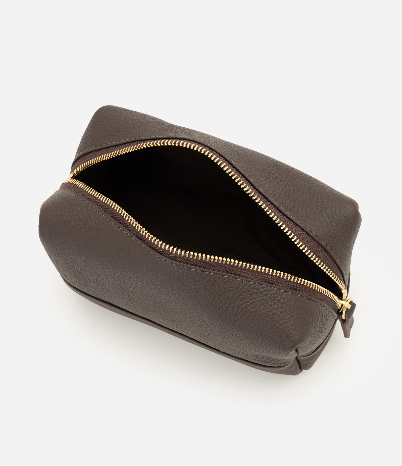 Necessaire Retangular Média em Couro Marrom 3