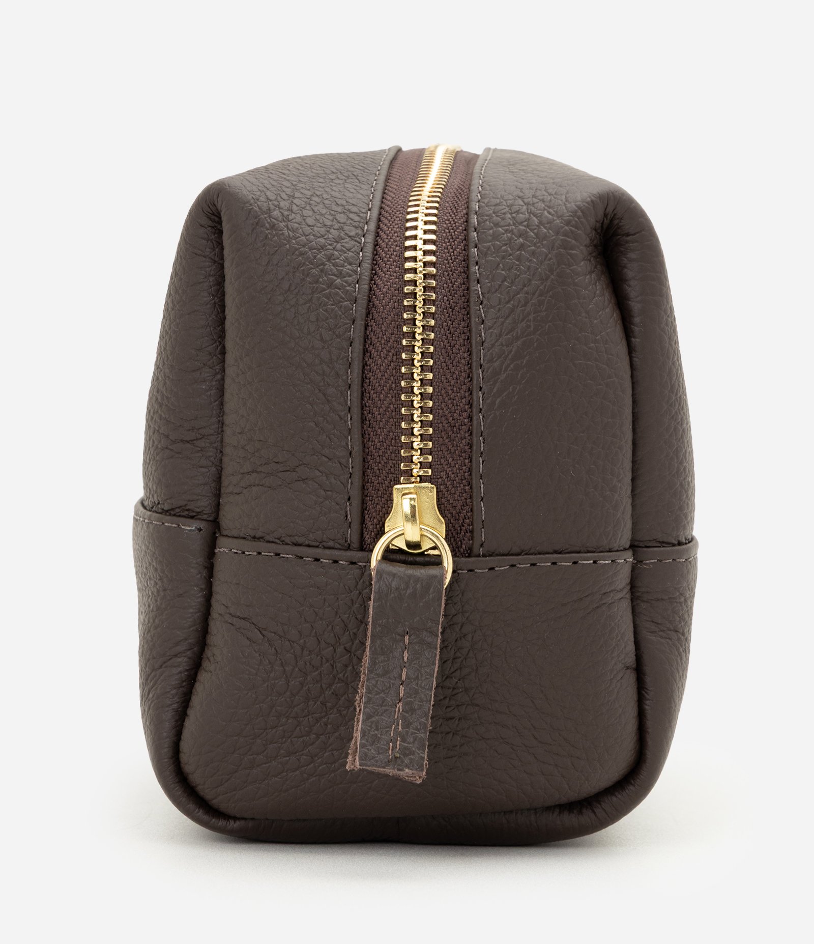 Necessaire Retangular Média em Couro Marrom 4