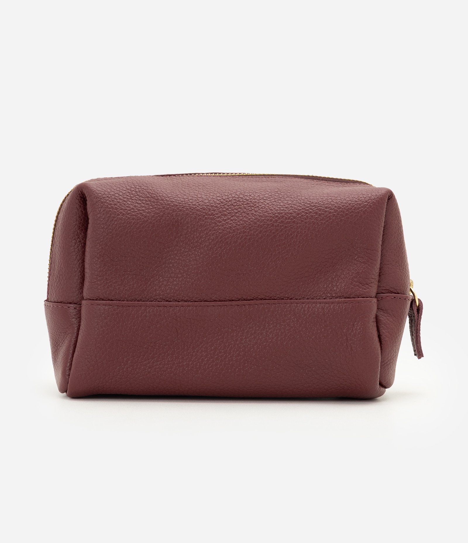 Necessaire Retangular Média em Couro Vinho 2