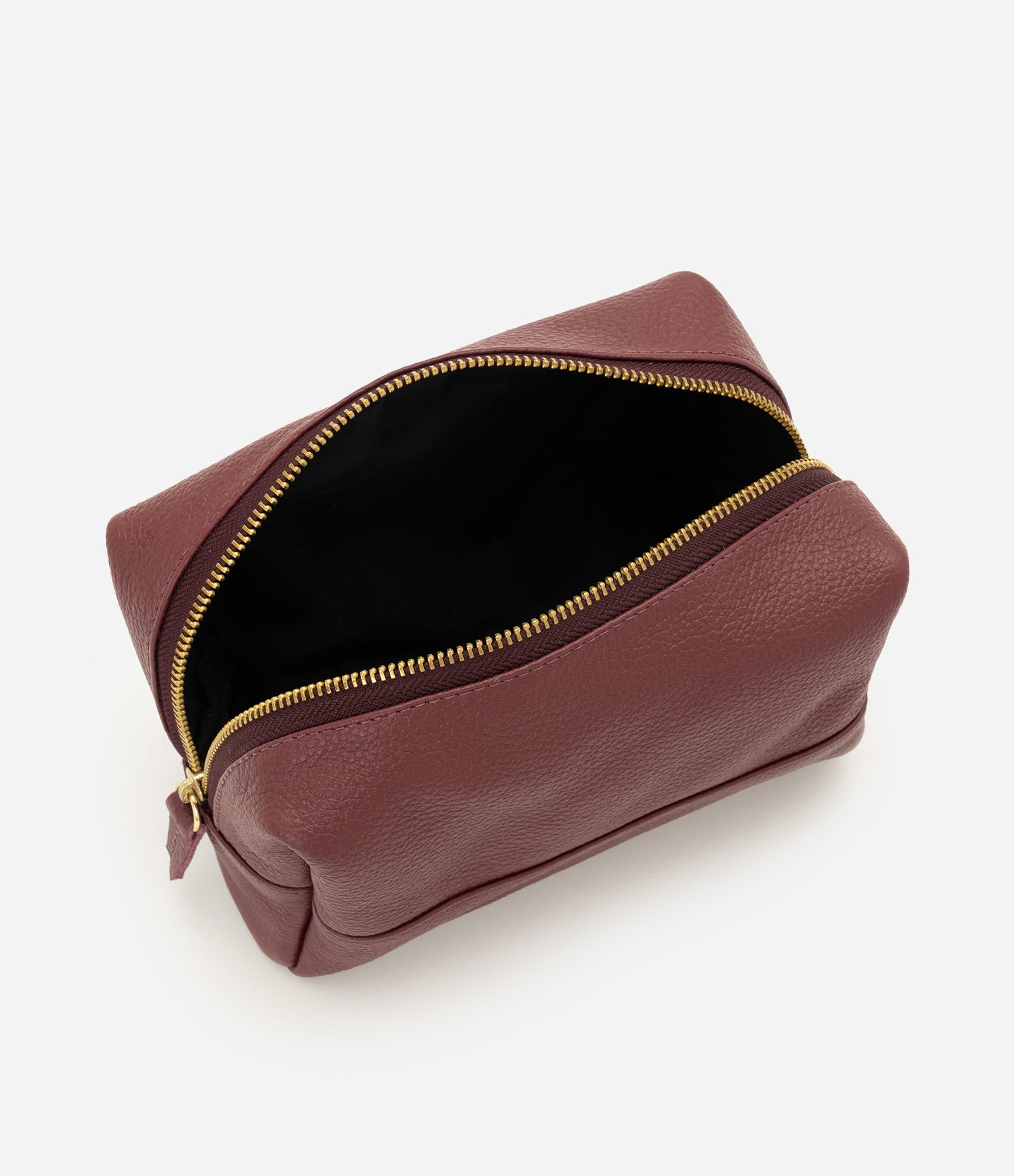 Necessaire Retangular Média em Couro Vinho 3