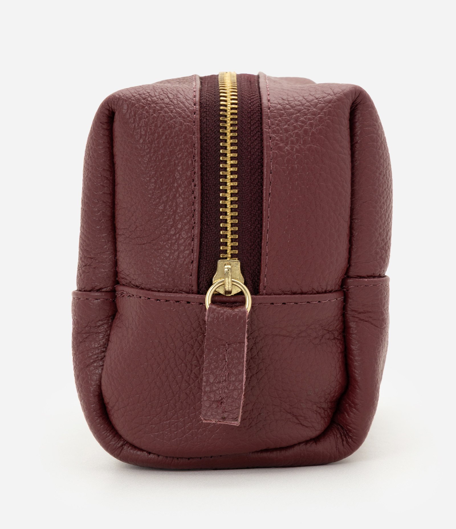 Necessaire Retangular Média em Couro Vinho 4