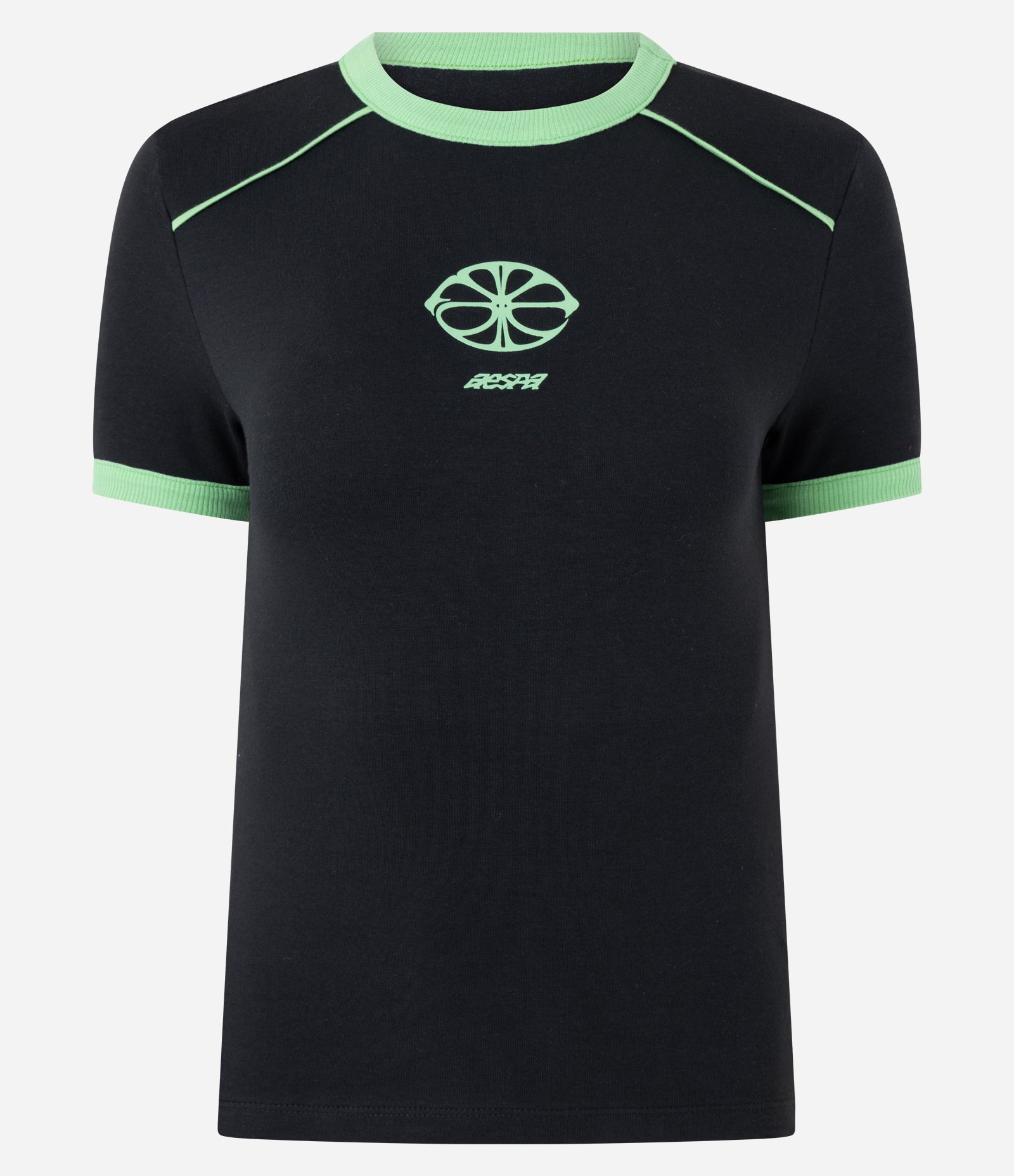 Camiseta Baby Look aespa com Estampa Álbum Lemonade Preto/Verde 5