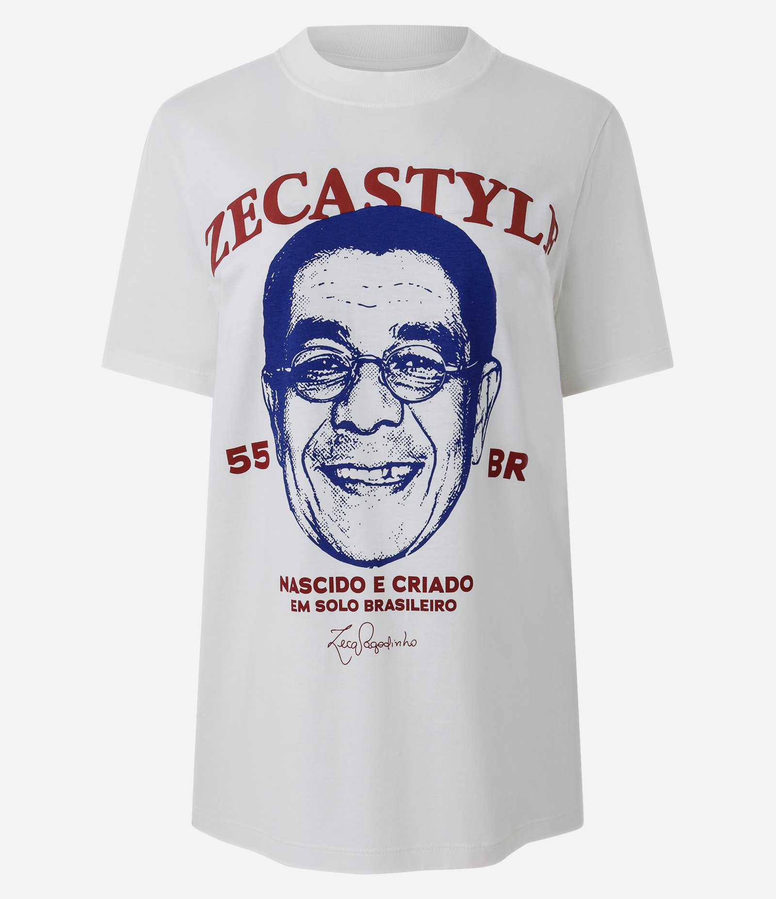Camiseta em Algodão com Estampa Zeca Pagodinho com Lettering Posterior Branco 5