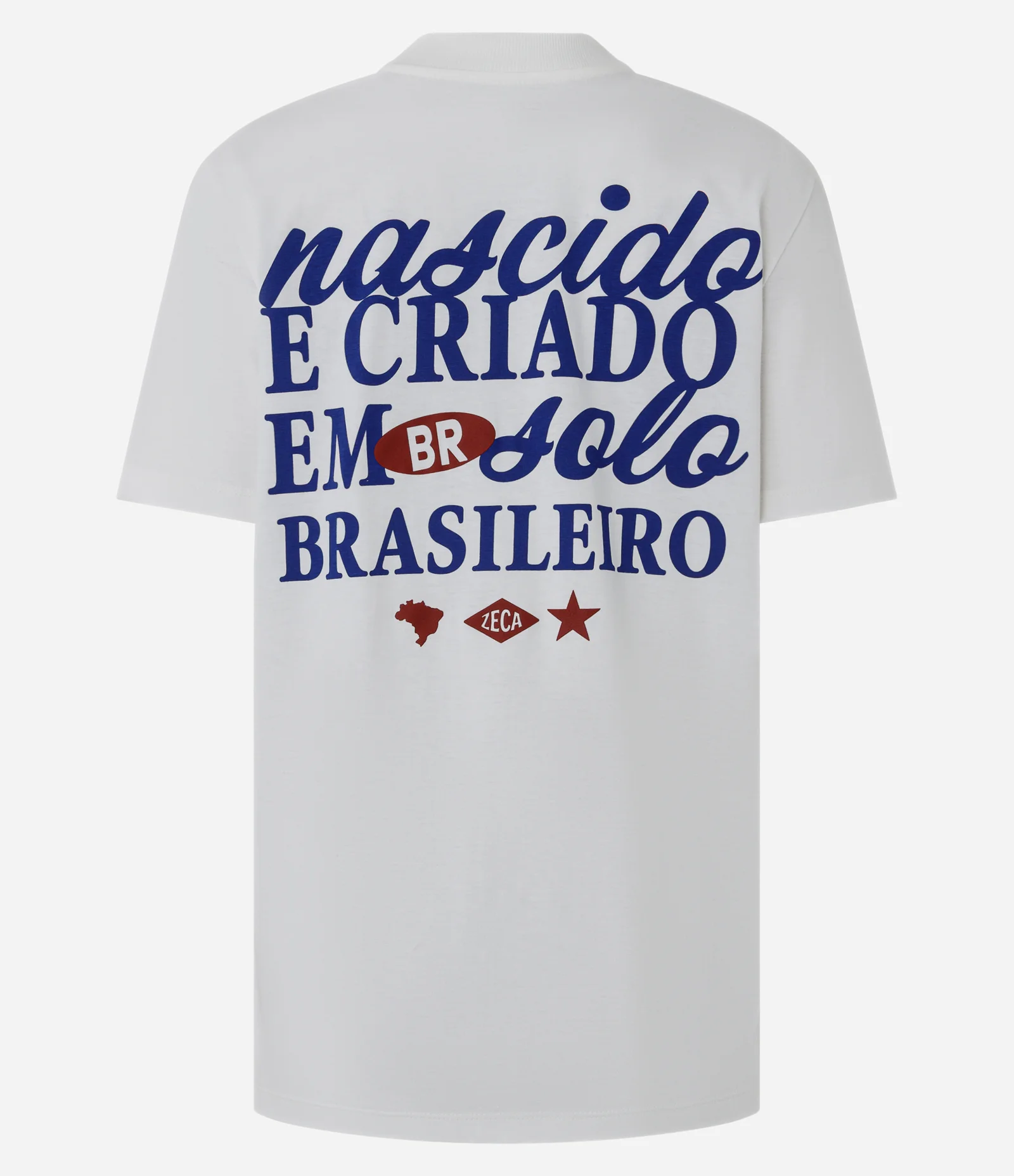 Camiseta em Algodão com Estampa Zeca Pagodinho com Lettering Posterior Branco 6