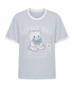 Camiseta New T-Shirt com Estampa de Gatinho e Aplicação de Brilho