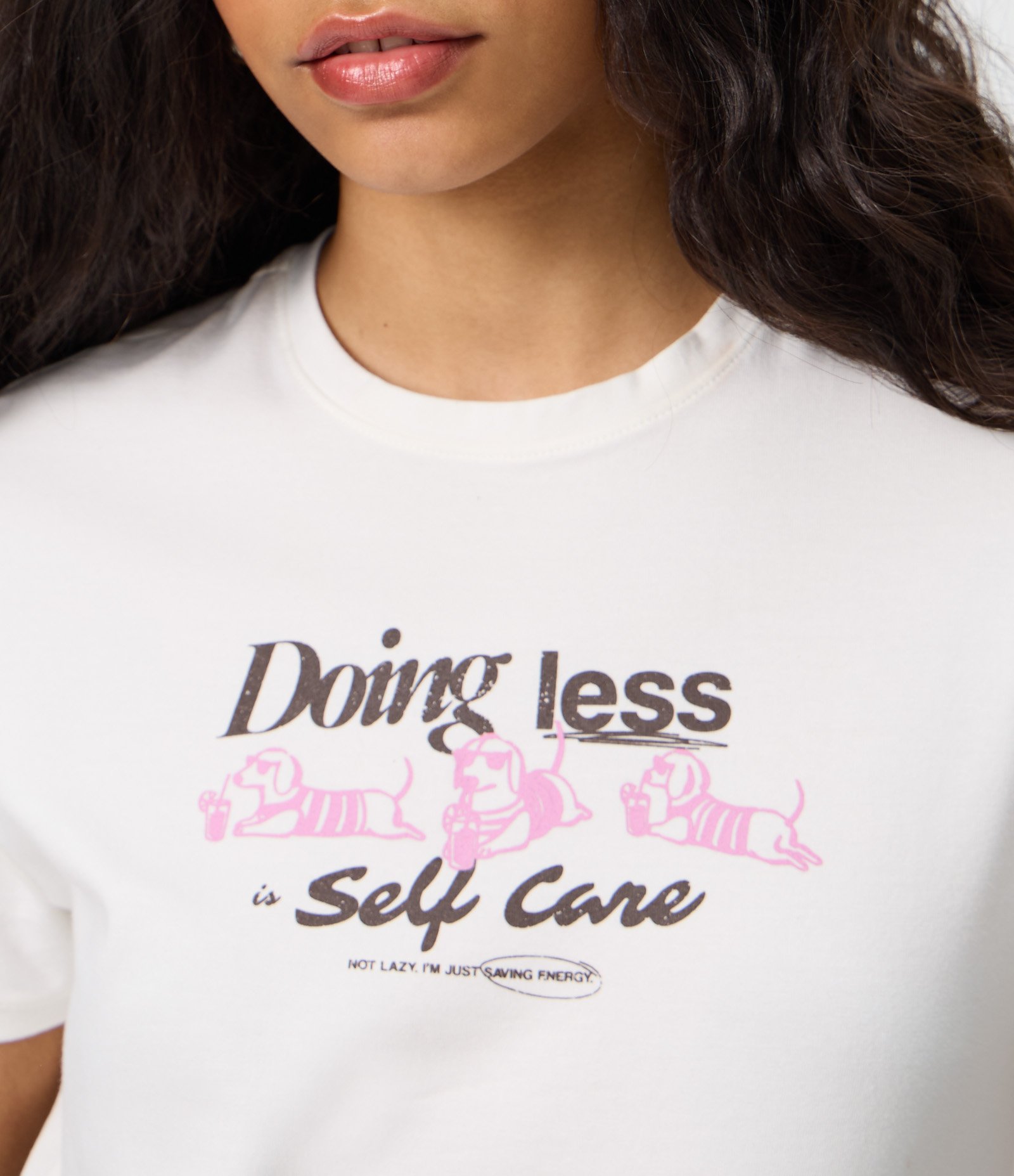 Camiseta em Algodão com Lettering Doing Less Self Care Branco 4