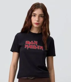 Camiseta Justinha com Estampa Iron Maiden