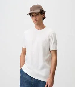 Camiseta Regular em Algodão com Listras nos Ombros