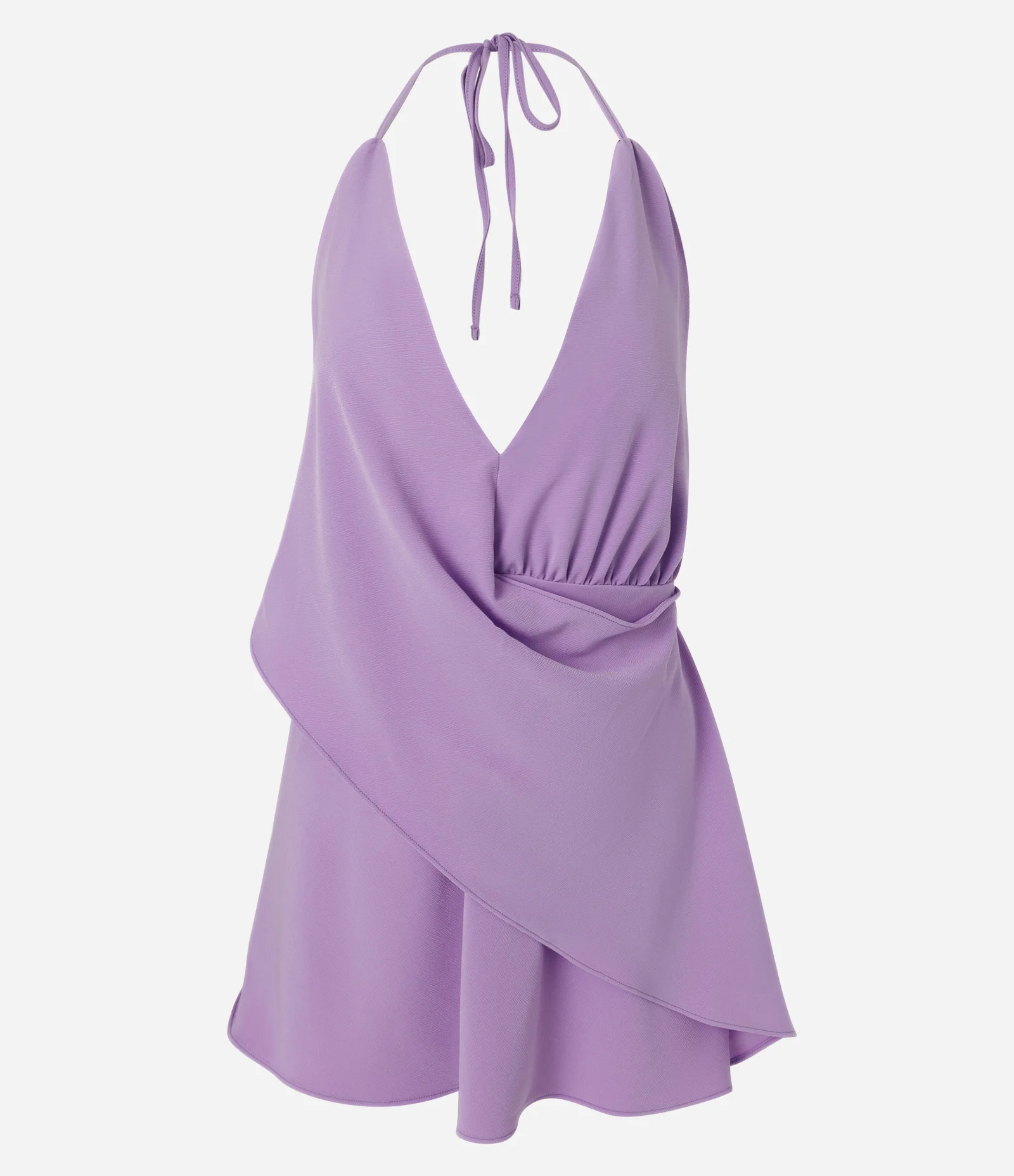 Vestido Frente Única Acetinado com Sobreposição Transpassada Roxo 5