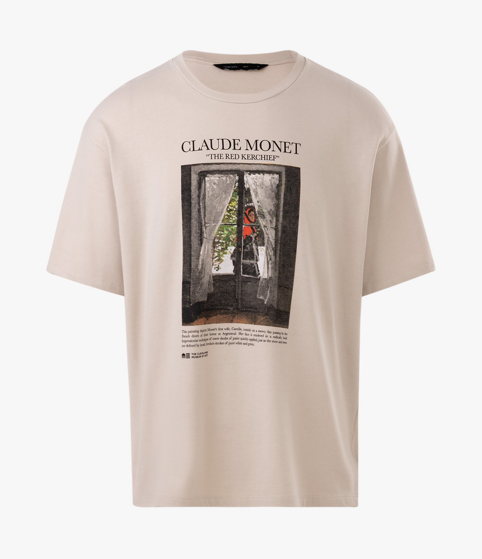 Camiseta Boxy em Algodão com Arte de Claude Monet Estampada Bege 5