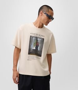 Camiseta Boxy em Algodão com Arte de Claude Monet Estampada