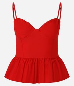 Blusa em Bengaline com Alças Finas e Babado na Barra
