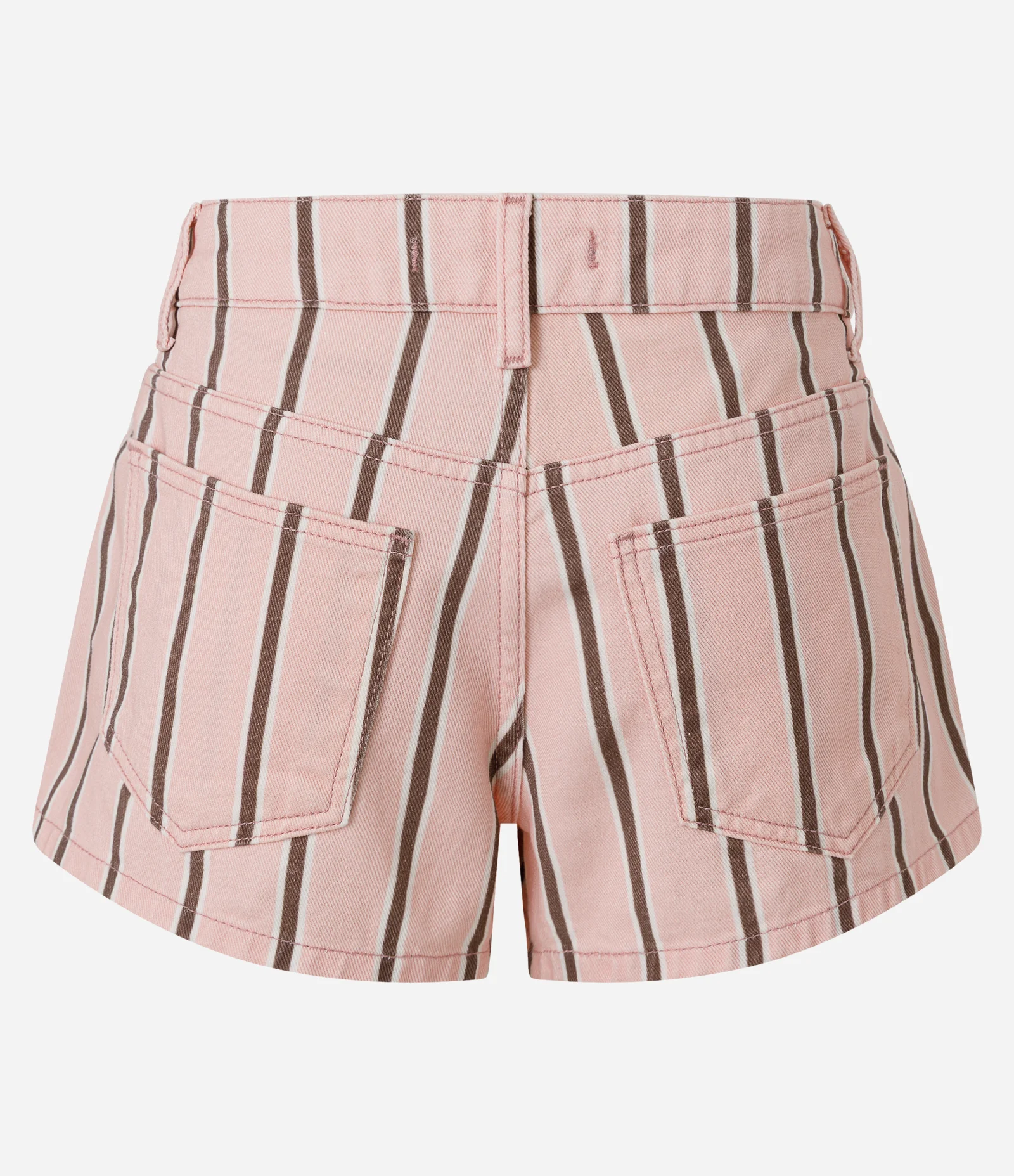 Short em Sarja com Pregas Frontais e Estampa de Listras Rosa 2