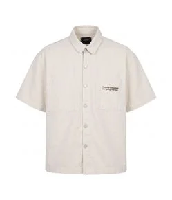 Camisa Boxy em Sarja com Bolsos Frontais