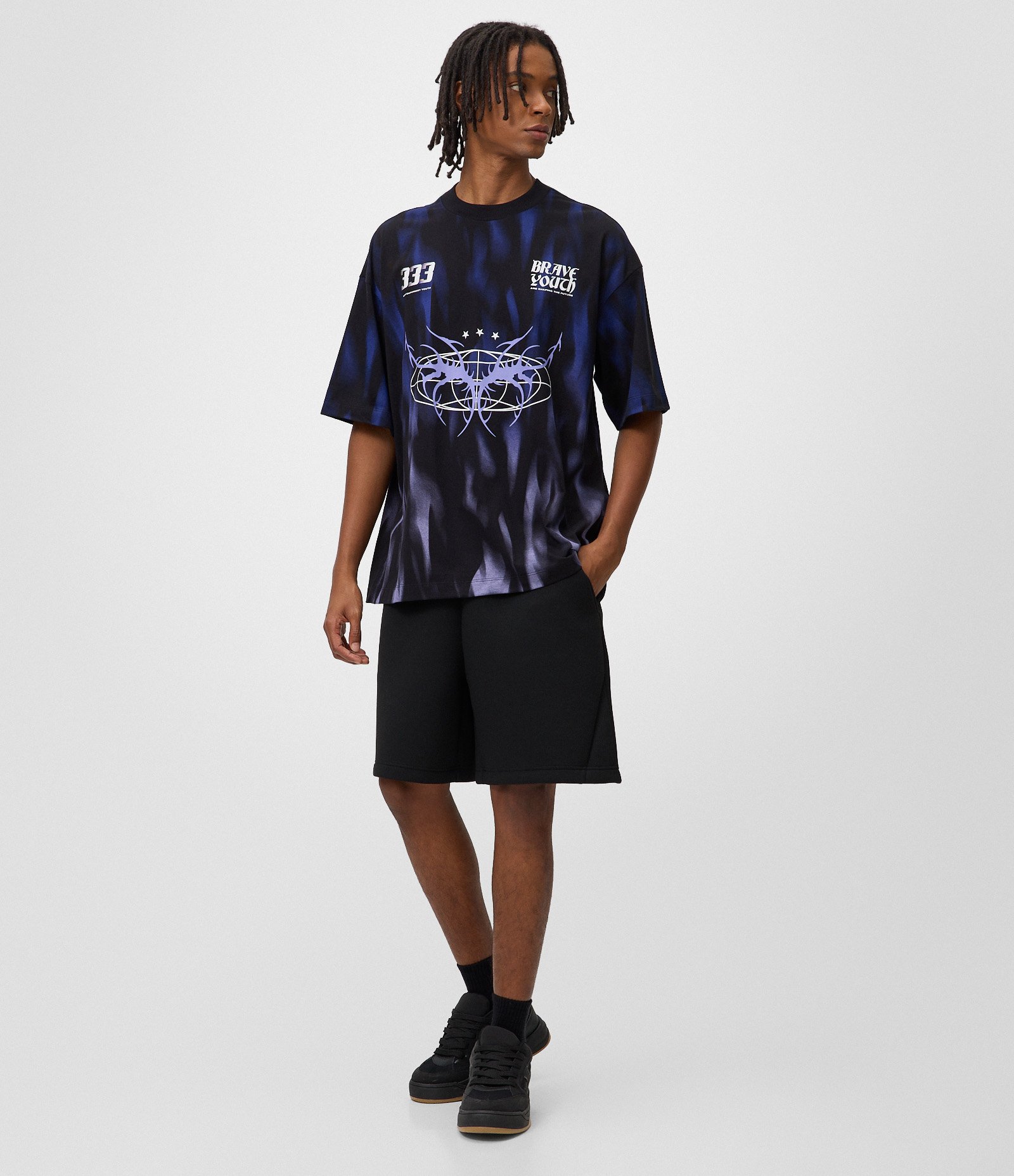 Camiseta Oversized em Algodão Unfinished Full Print Preto 2