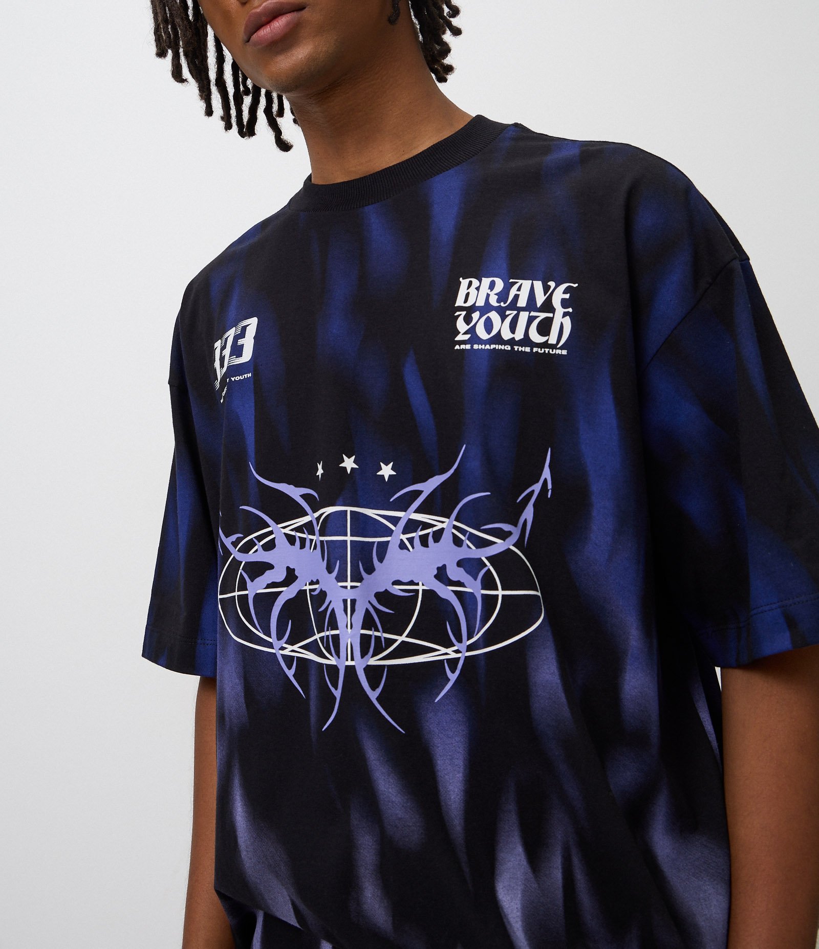 Camiseta Oversized em Algodão Unfinished Full Print Preto 4