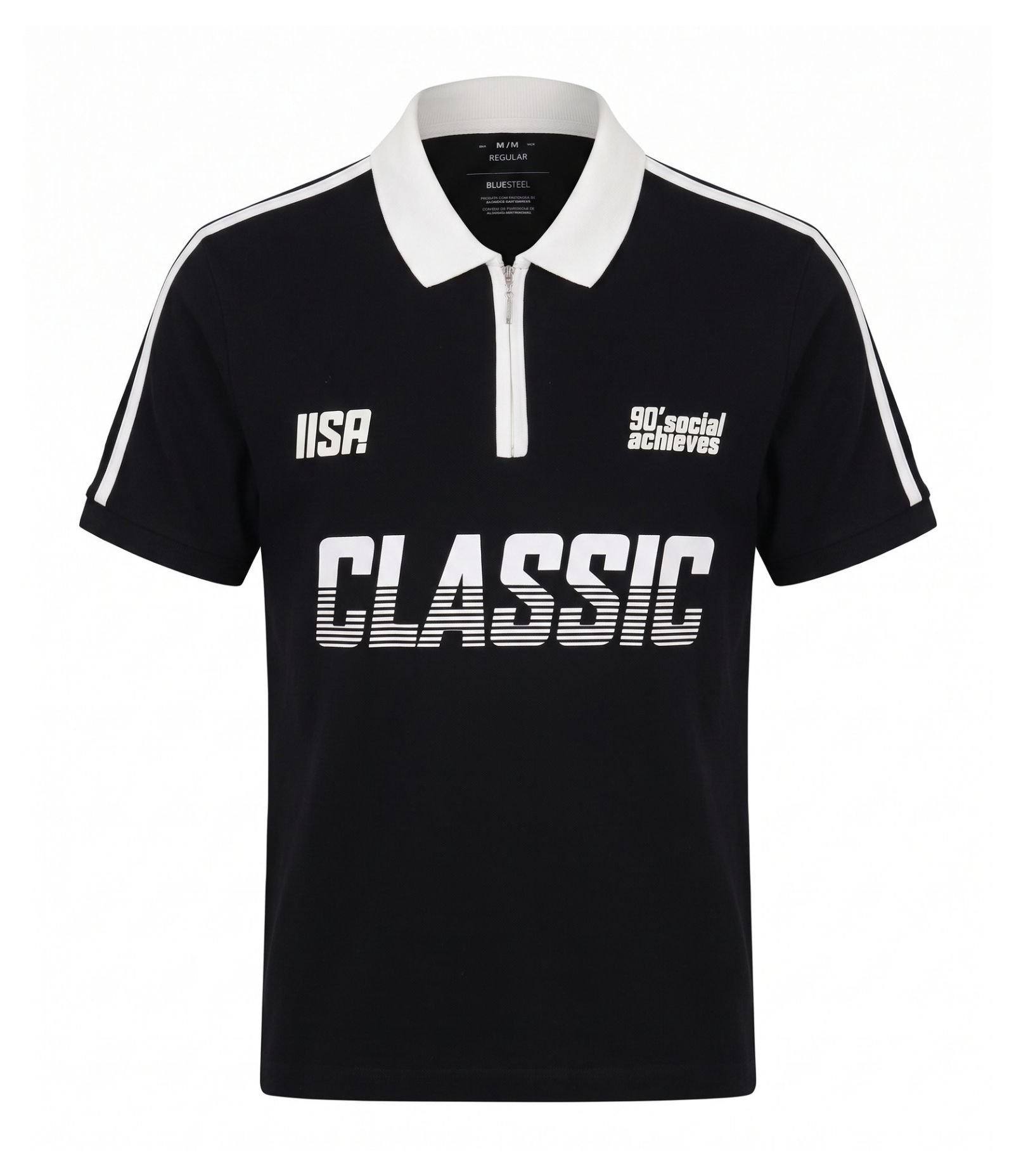 Camiseta Boxy em Piquet Esportiva com Zíper Preto 5