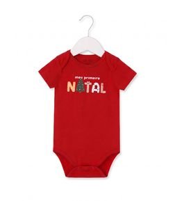 Body Bebê em Cotton com Estampa Meu Primeiro Natal - Tam RN a 18 Meses