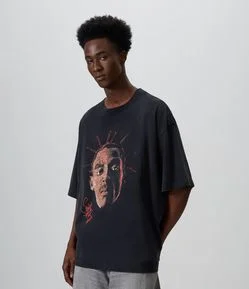 Camiseta Oversized Sabotage em Algodão com Efeito Marmorizado