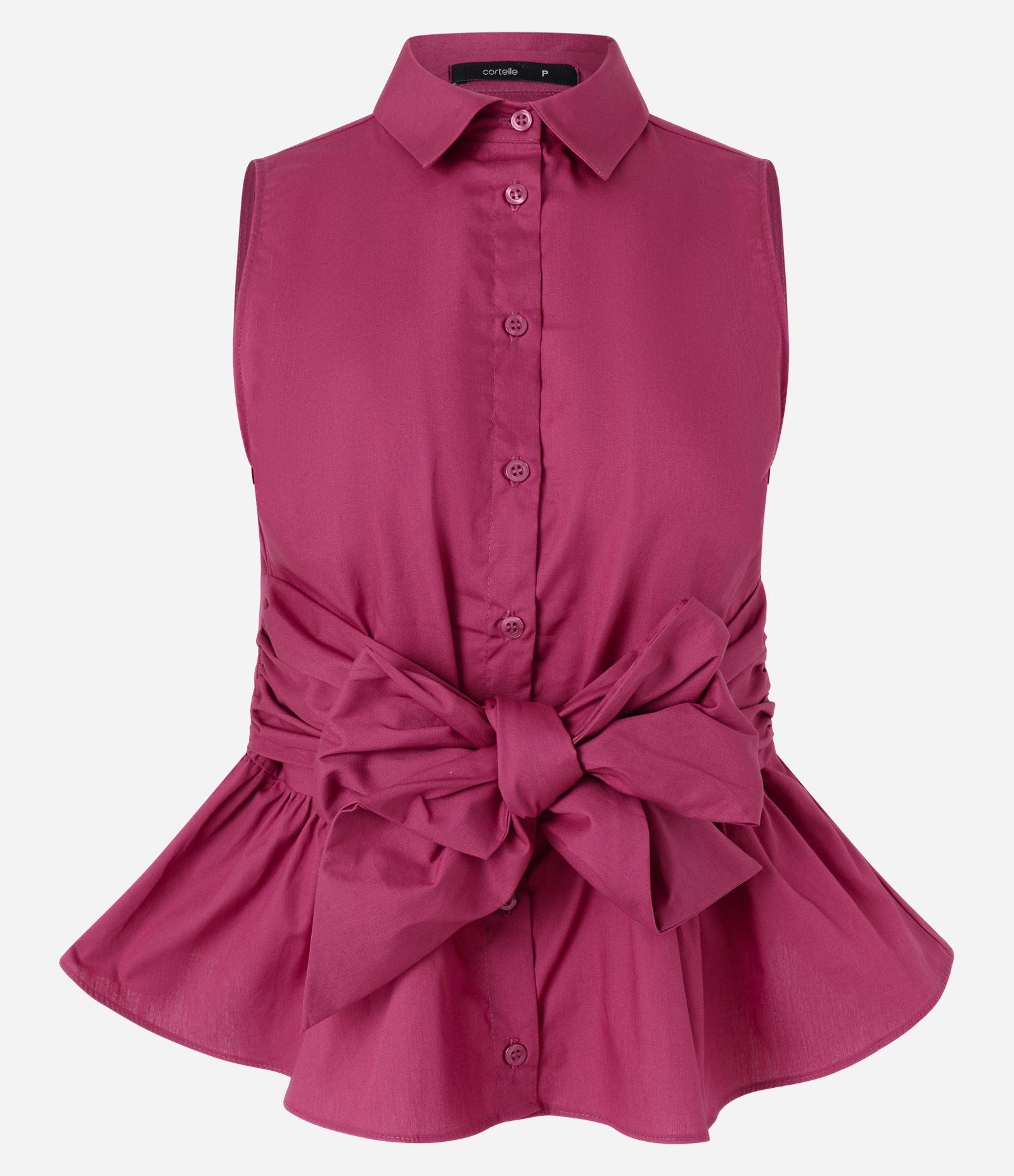 Camisa Peplum em Tricoline com Amarração Frontal em Laço Rosa 5