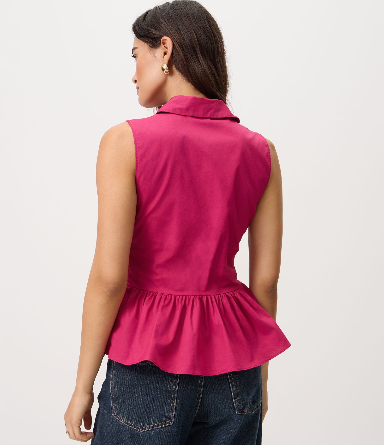 Camisa Peplum em Tricoline com Amarração Frontal em Laço Rosa 4