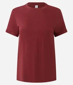 Camiseta Regular em Algodão com Manga Dobrada