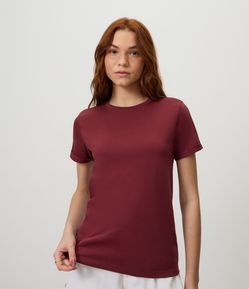 Camiseta Regular em Algodão com Manga Dobrada