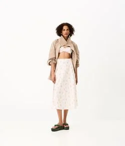 Saia Godê em Tricoline com Estampa Floral