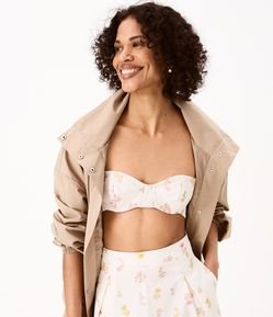Blusa em Tricoline Floral com Amarração nas Costas