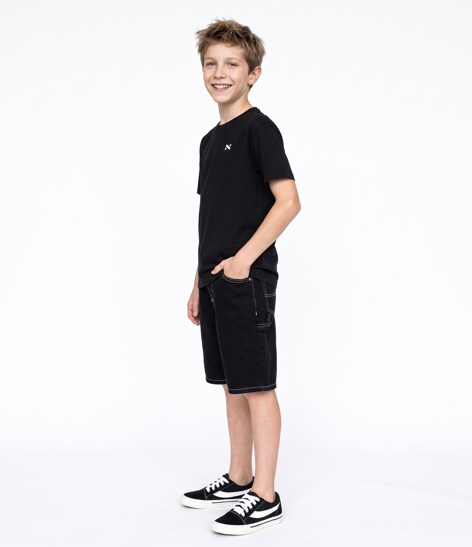 Camiseta Infantil Esportiva com Proteção UV e Tecnologia Dry - Tam 5 a 14 Anos Preto 2