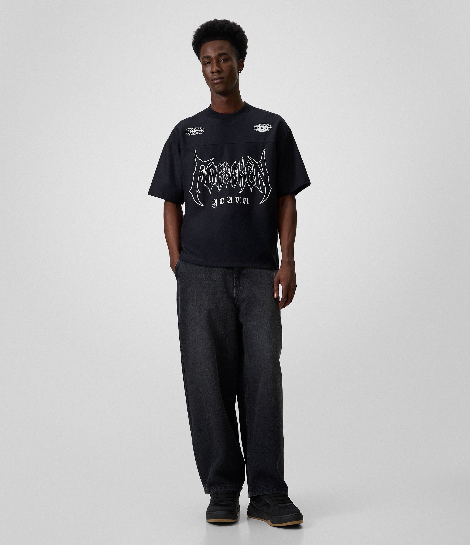 Camiseta Boxy em Algodão com Lettering Forsaken Youth Preto 2