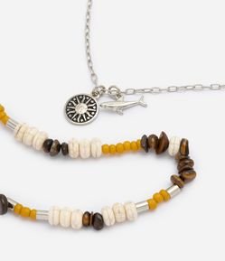 Colar Duplo em Metal com Cascalhos Naturais