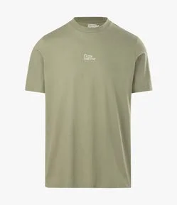Camiseta Regular com Bordado Floral e Lettering Flora Nativa