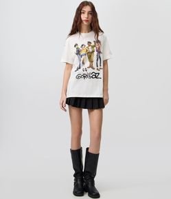 Camiseta Manga Curta com Estampa Gorillaz em Algodão