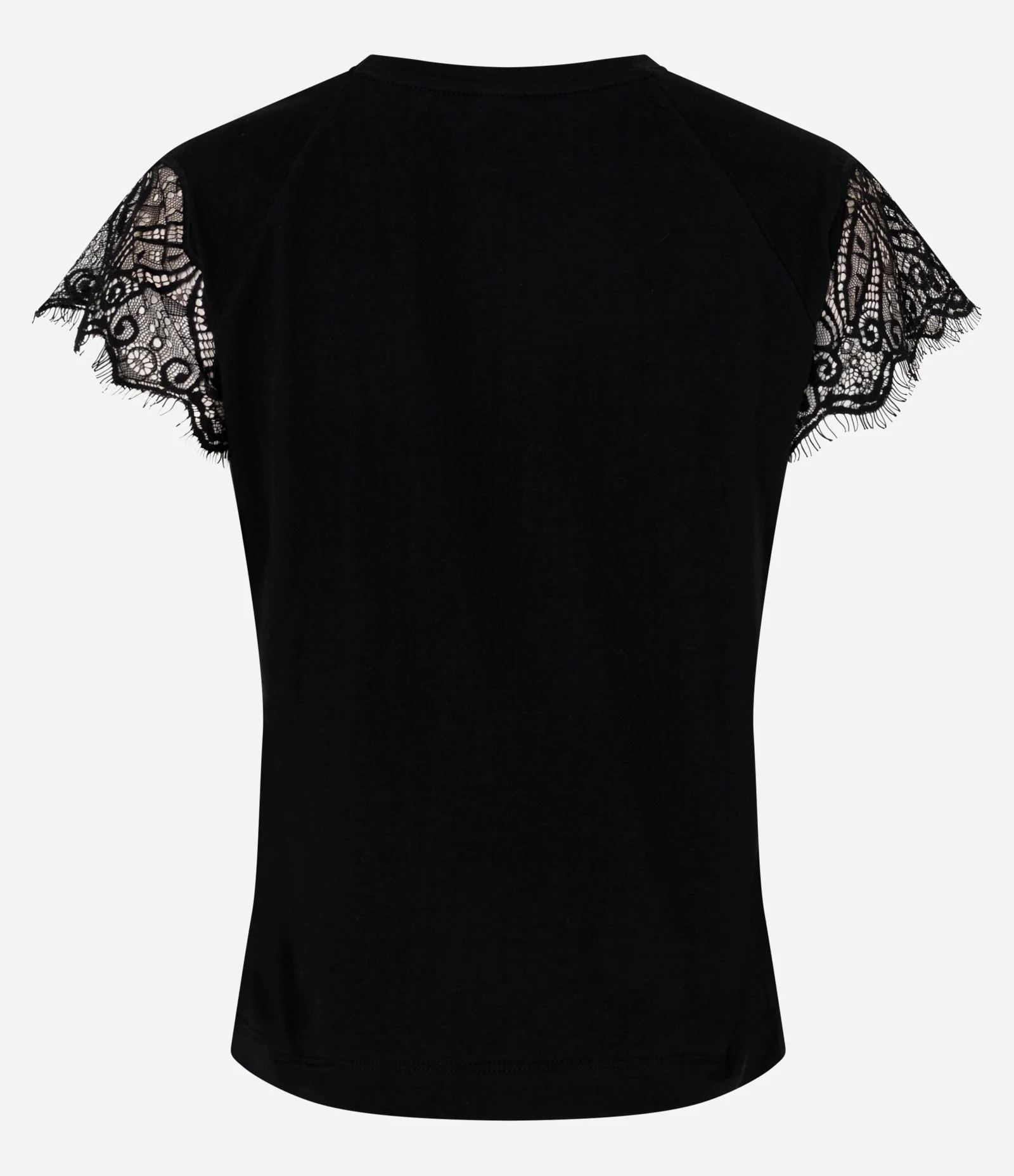 Blusa Slim em Algodão com Mangas em Renda Preto 6