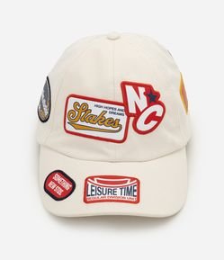 Boné Dad Hat em Algodão com Patches Aplicados